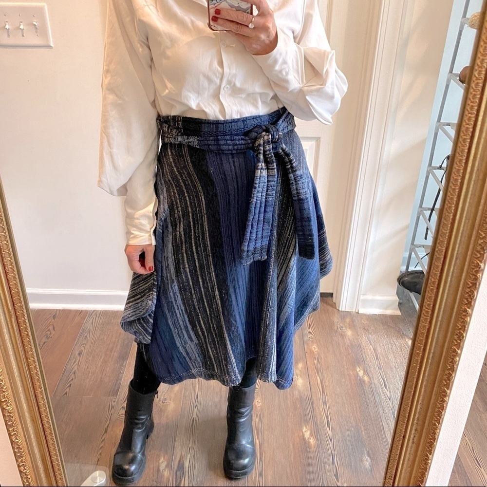 Anthropologie blue sweater Skirt tied at waist by sparrow size XS extra small